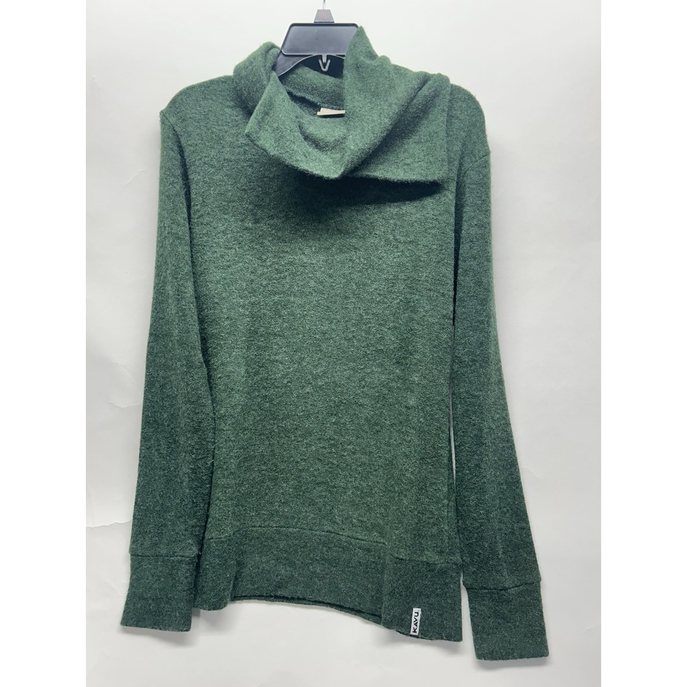 Kavu Women's Large Polyester Green Cowl Neck Sweater (C3)